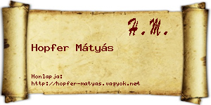 Hopfer Mátyás névjegykártya
